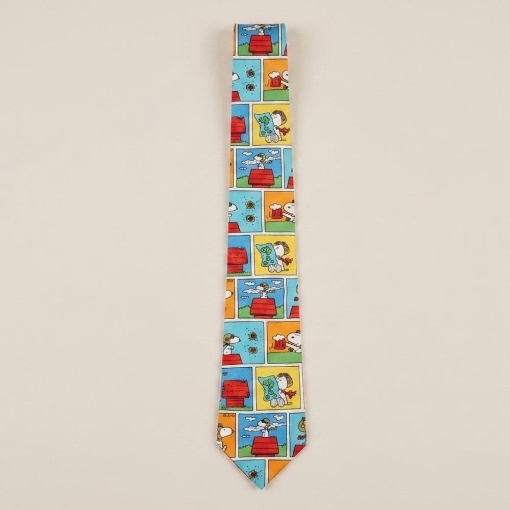 Handsewn Peanuts Snoopy Comic‎ Strip Necktie Multicolor Flying Ace Novelty Tie